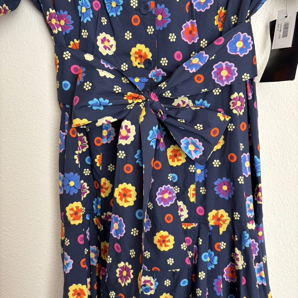 NWT LHD Glades Black Floral Collared Maxi Midi Shirt Dress Sz 8 Retro Graphic - Picture 3 of 15